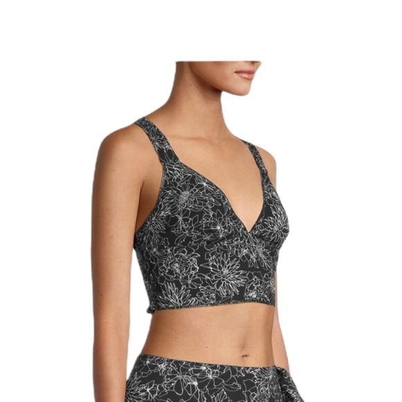 AMUR Linear Floral Crop Top Size L NWT
